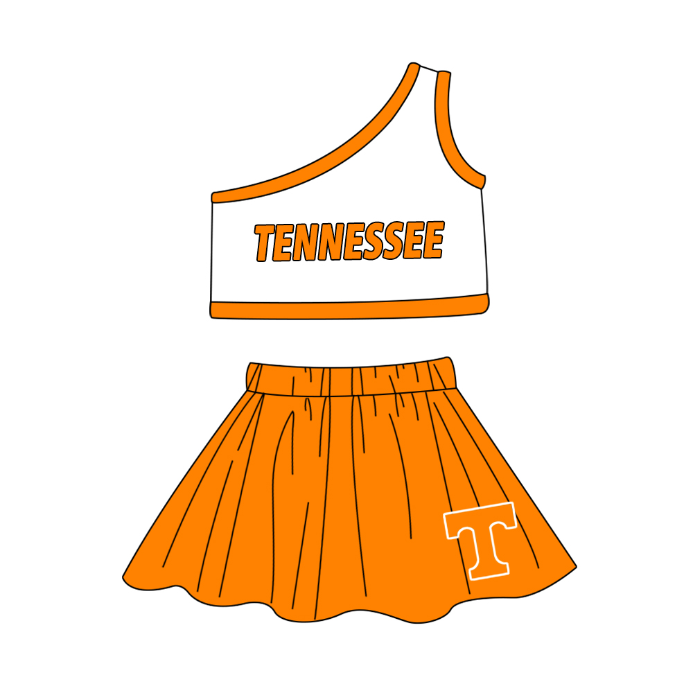 custom tennessee white sleeveless orange skirt girls set