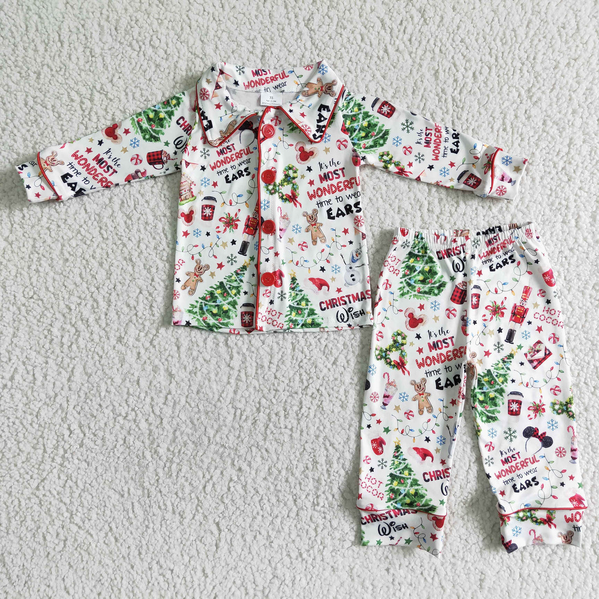6 A1-30 Christmas tree cartoon long sleeve pants boys pajamas
