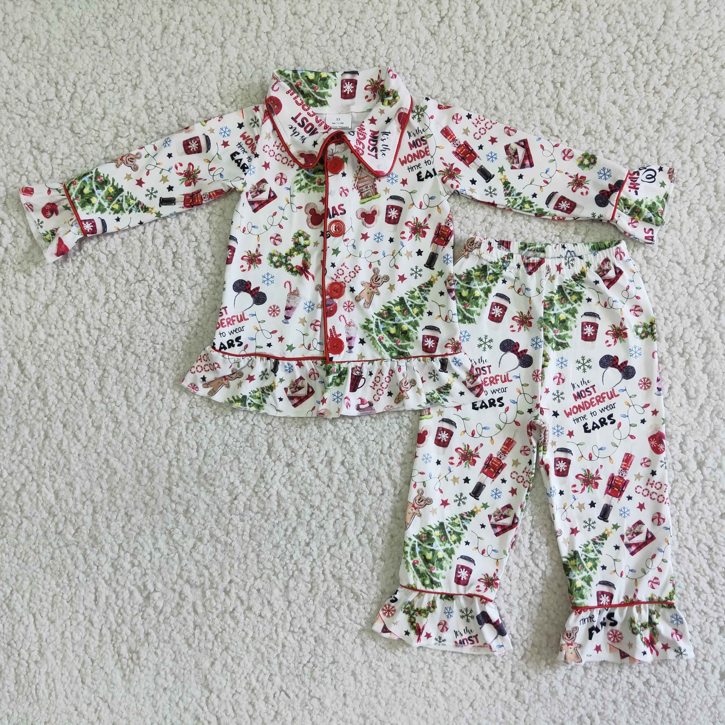 6 A3-29 Christmas tree cartoon long sleeve pants girls pajamas
