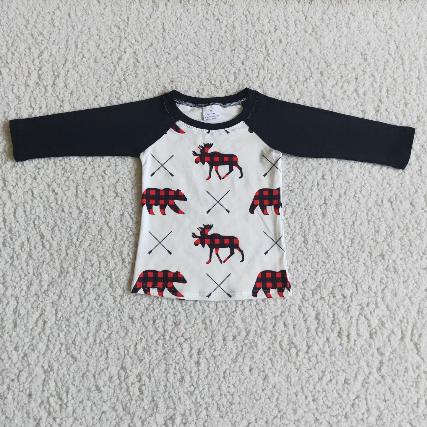6 B6-32 Christmas bear long sleeve kids top