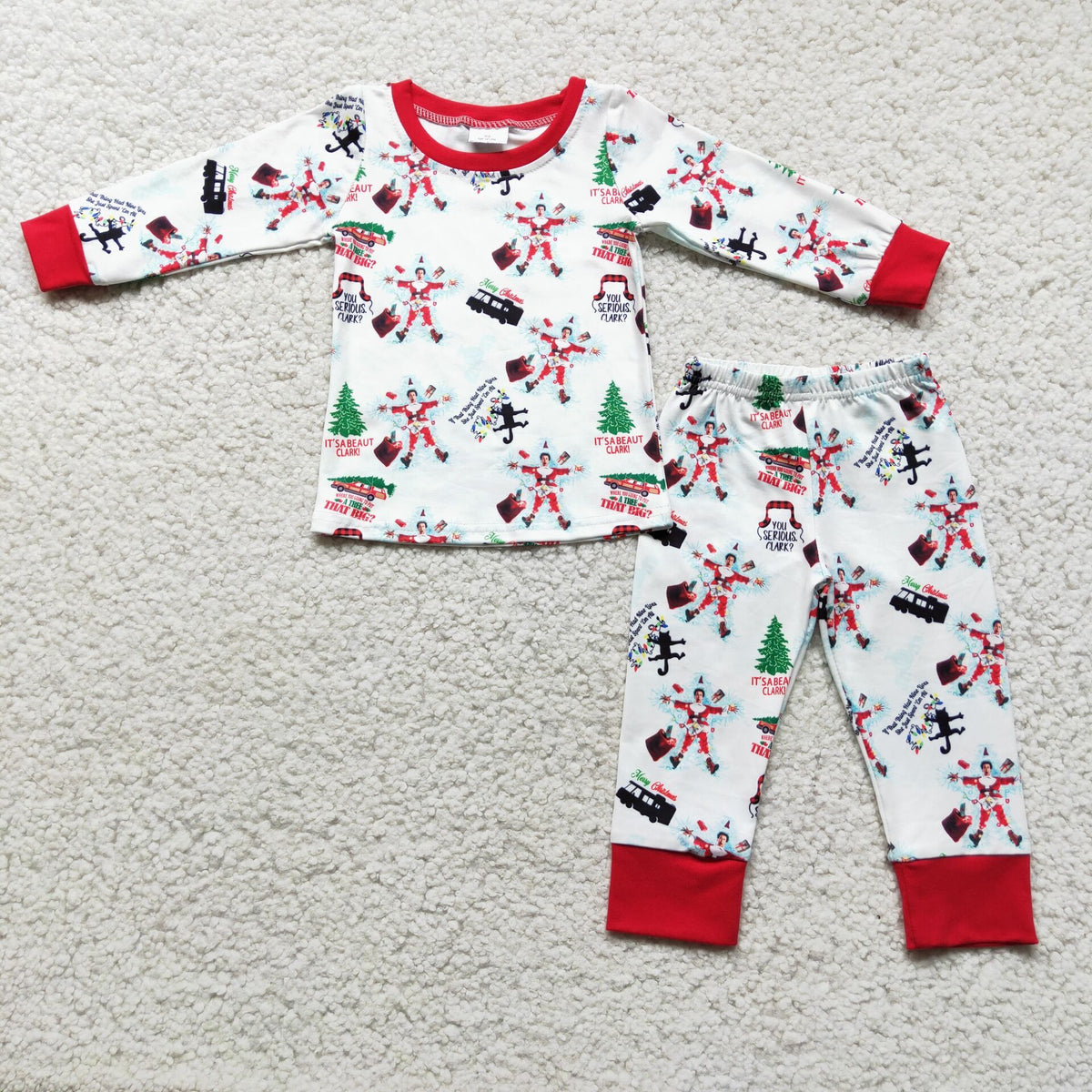 6 C11-16 Christmas spirt tree long sleeve pants boys pajamas