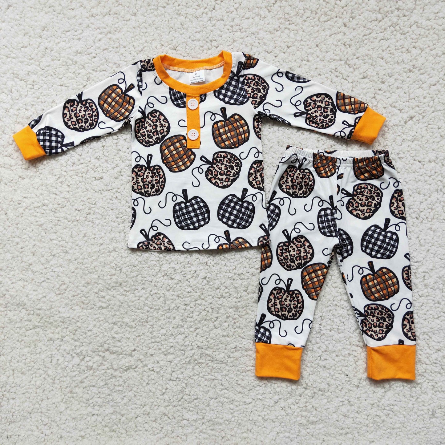 6 C11-38 Leopard pumpkin long sleeve pants boys pajamas
