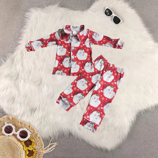 Christmas red Santa pajamas RTS sibling clothes