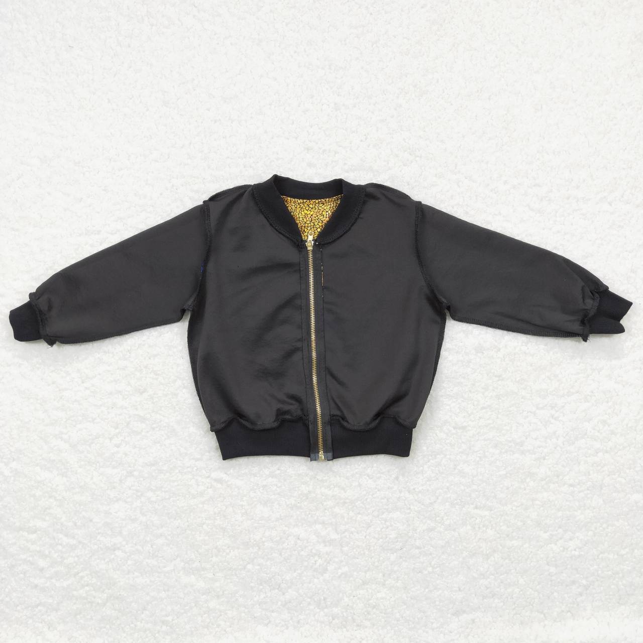 BT0293 Golden blue long sleeve zipper kids disco coat