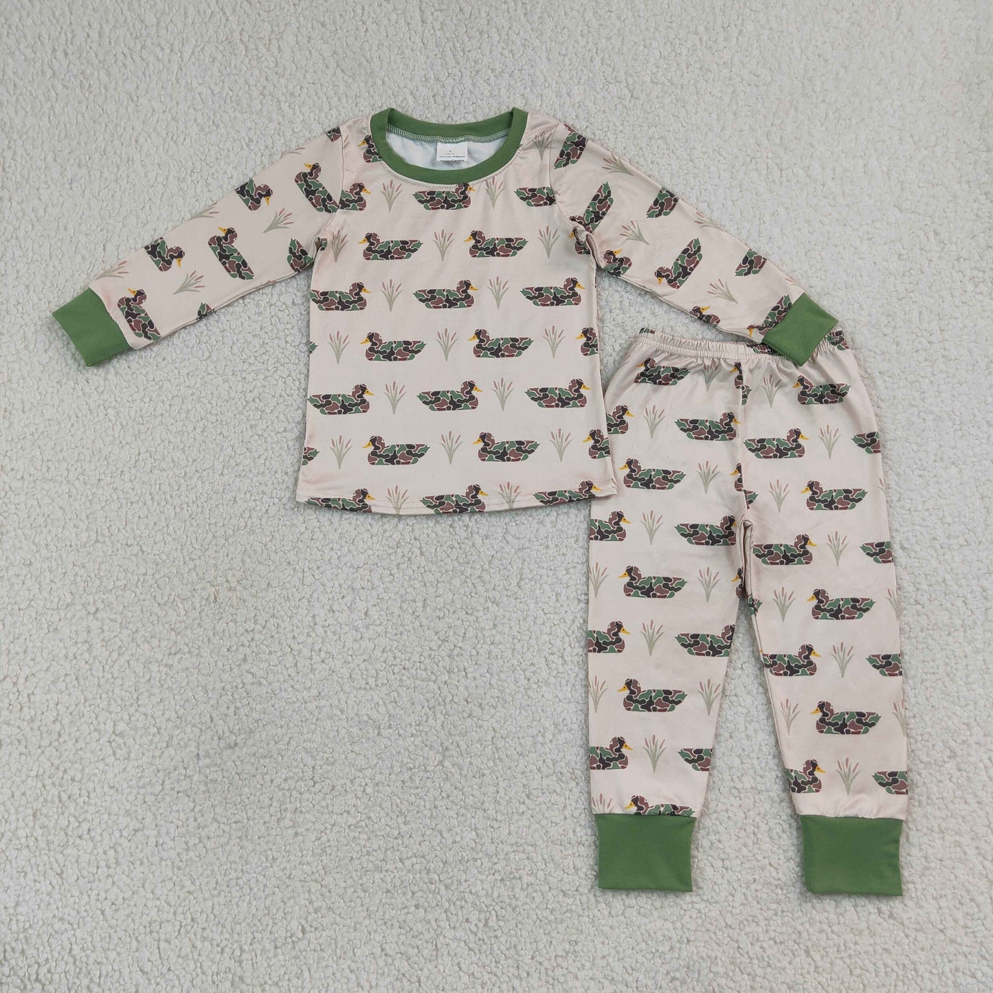 BLP1482 Hunting Mallard Duck Camo Long Sleeve Pants Boys Pajamas