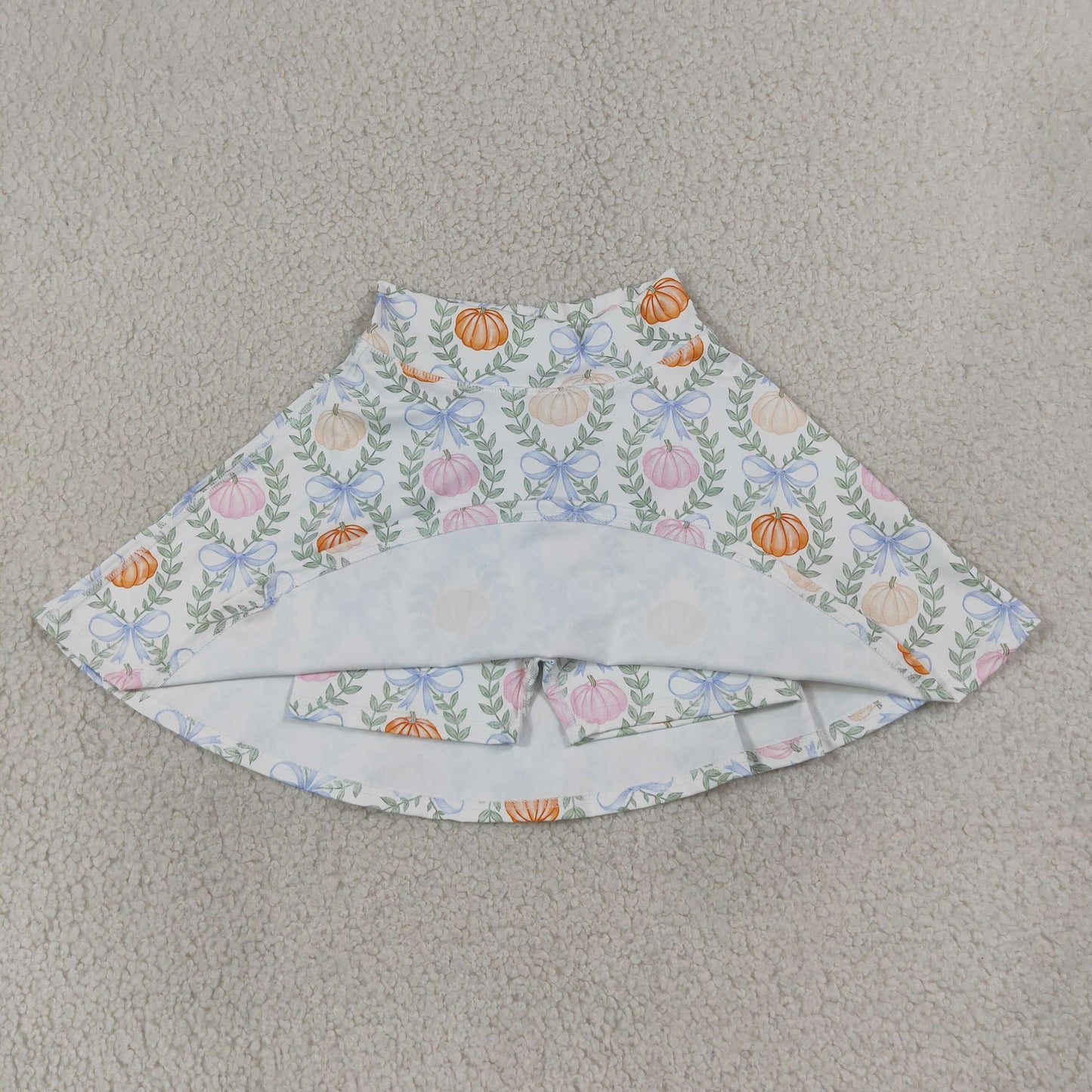 GLK0317 Yoga Colorful Pumpkin Bows Skorts Girls Skirt