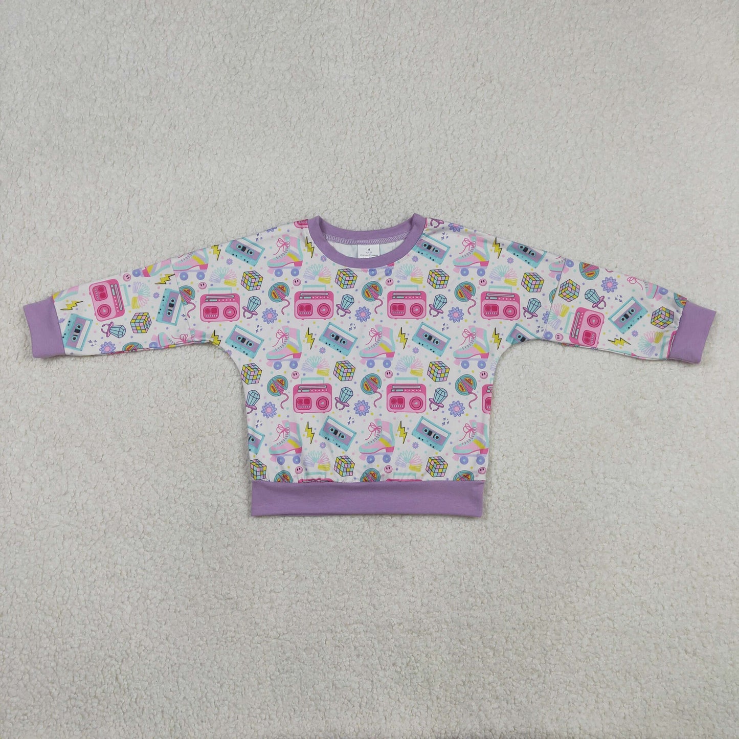 GT1491 Cartoon Skateboard Shoes Purple Long Sleeve Girls Top