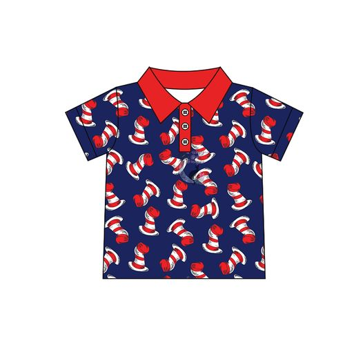 preorder BT0513 Dr cartoon navy short sleeve boys top