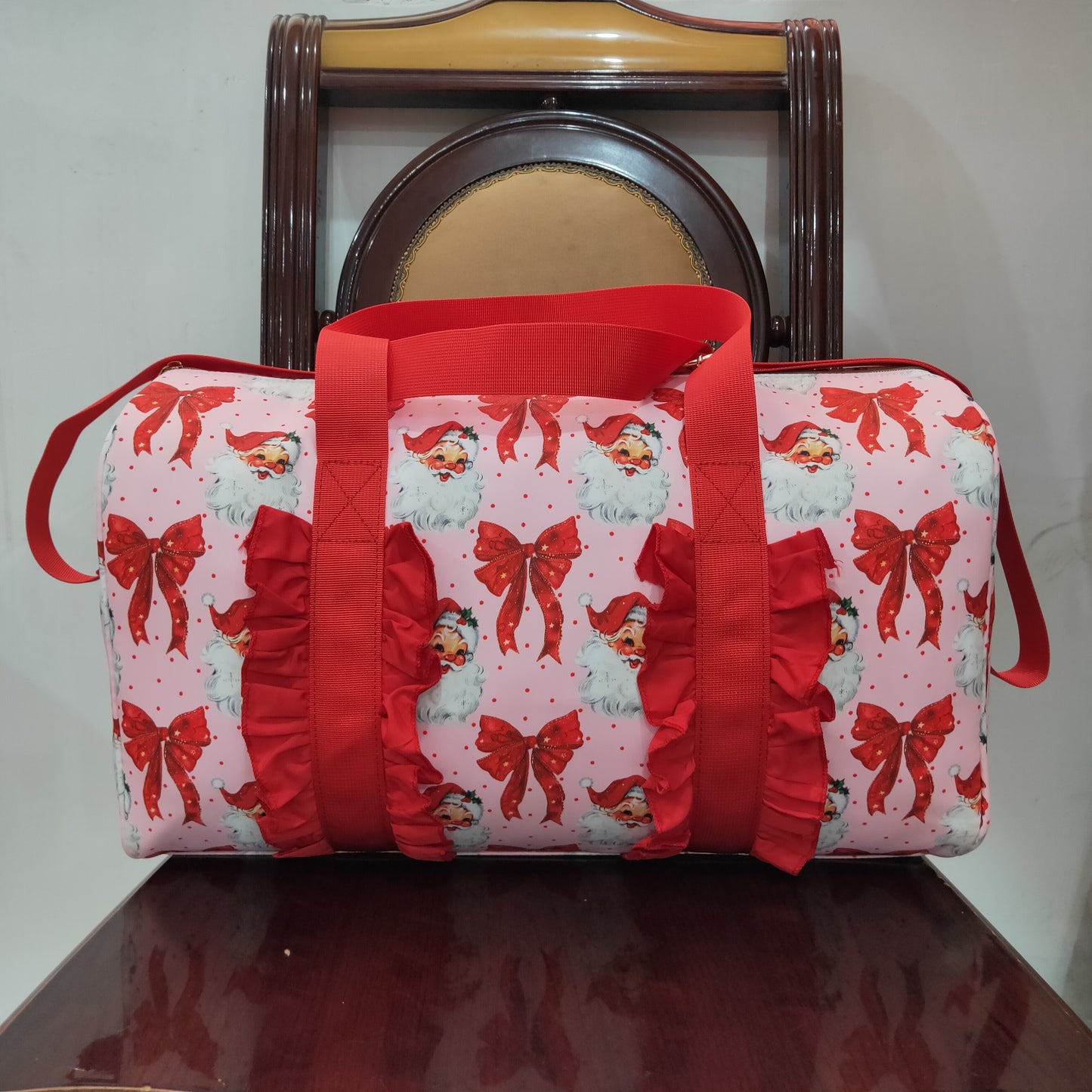 BA0306 Christmas Santa red bows bag