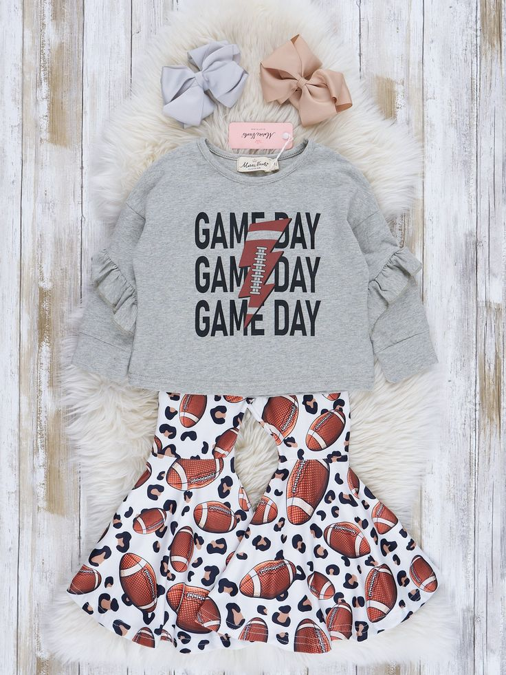 custom Heather Grey Football Game Day Bell Bottom Outfit