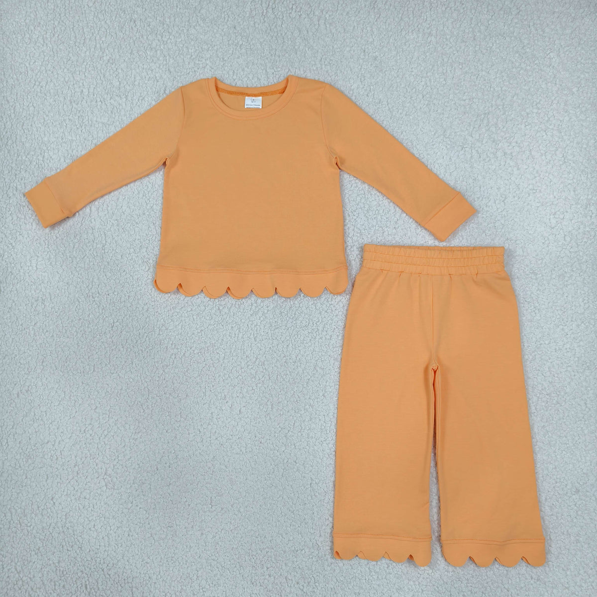 GLP3295 Orange Scallop Long Sleeve Pants Girls Set