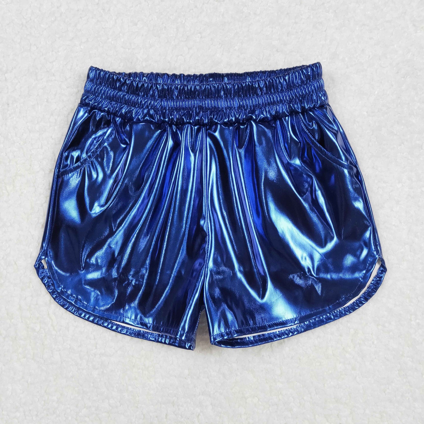 SS0409 Navy Blue Leather Girls Shorts