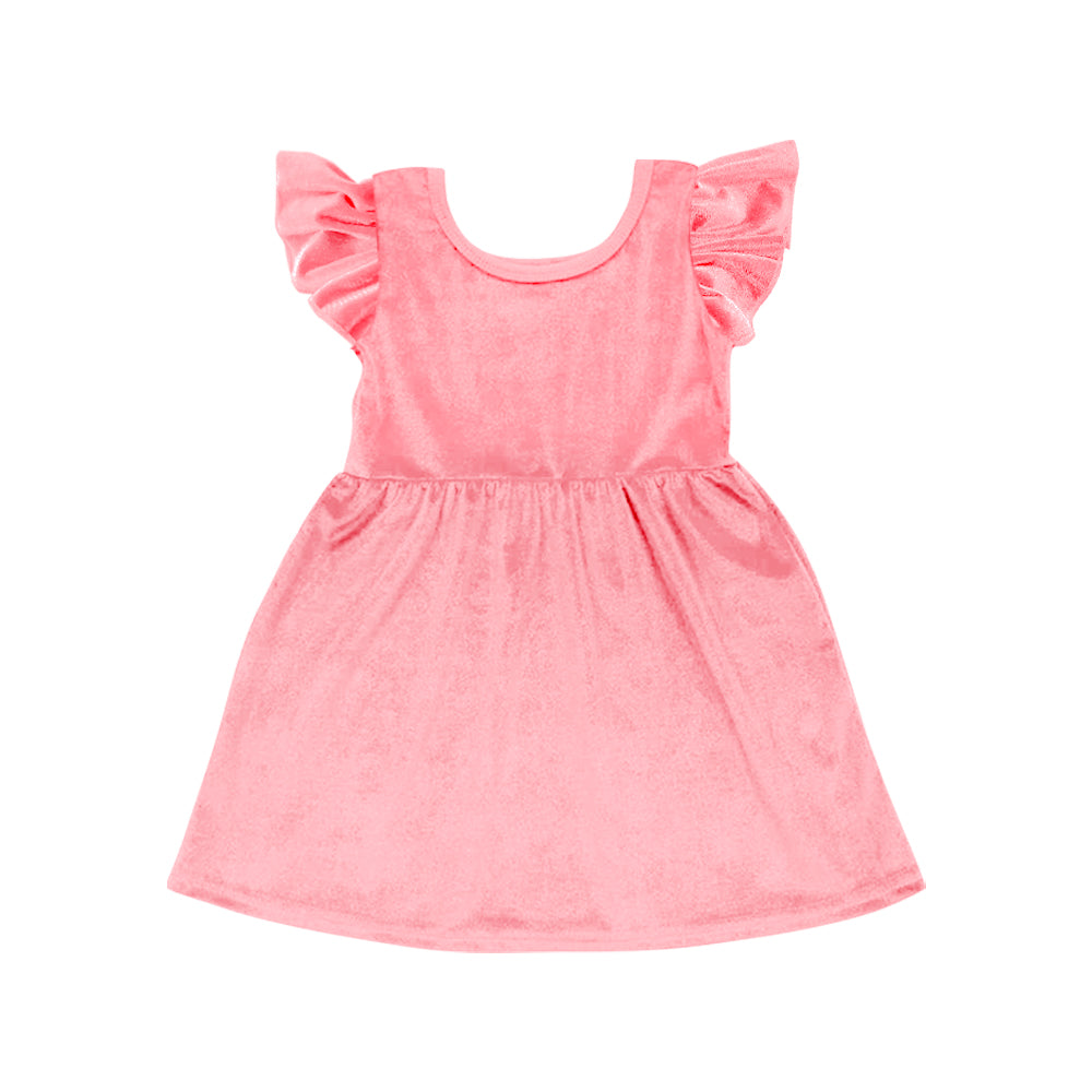 Preorder GSD1542 watermelon red flutter sleeve girls dress