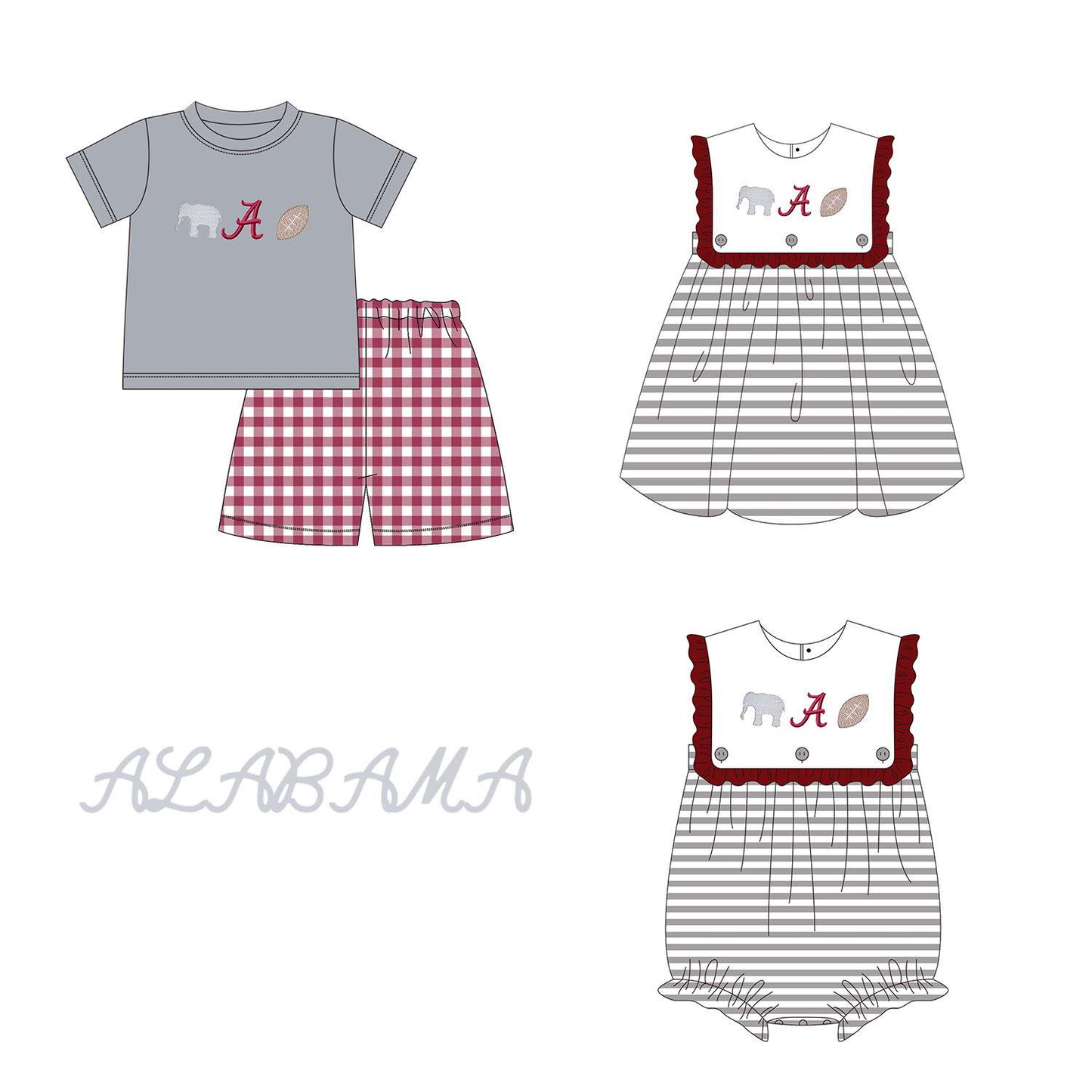 Custom Moq 3 Football Item Alabama Sibling Clothes