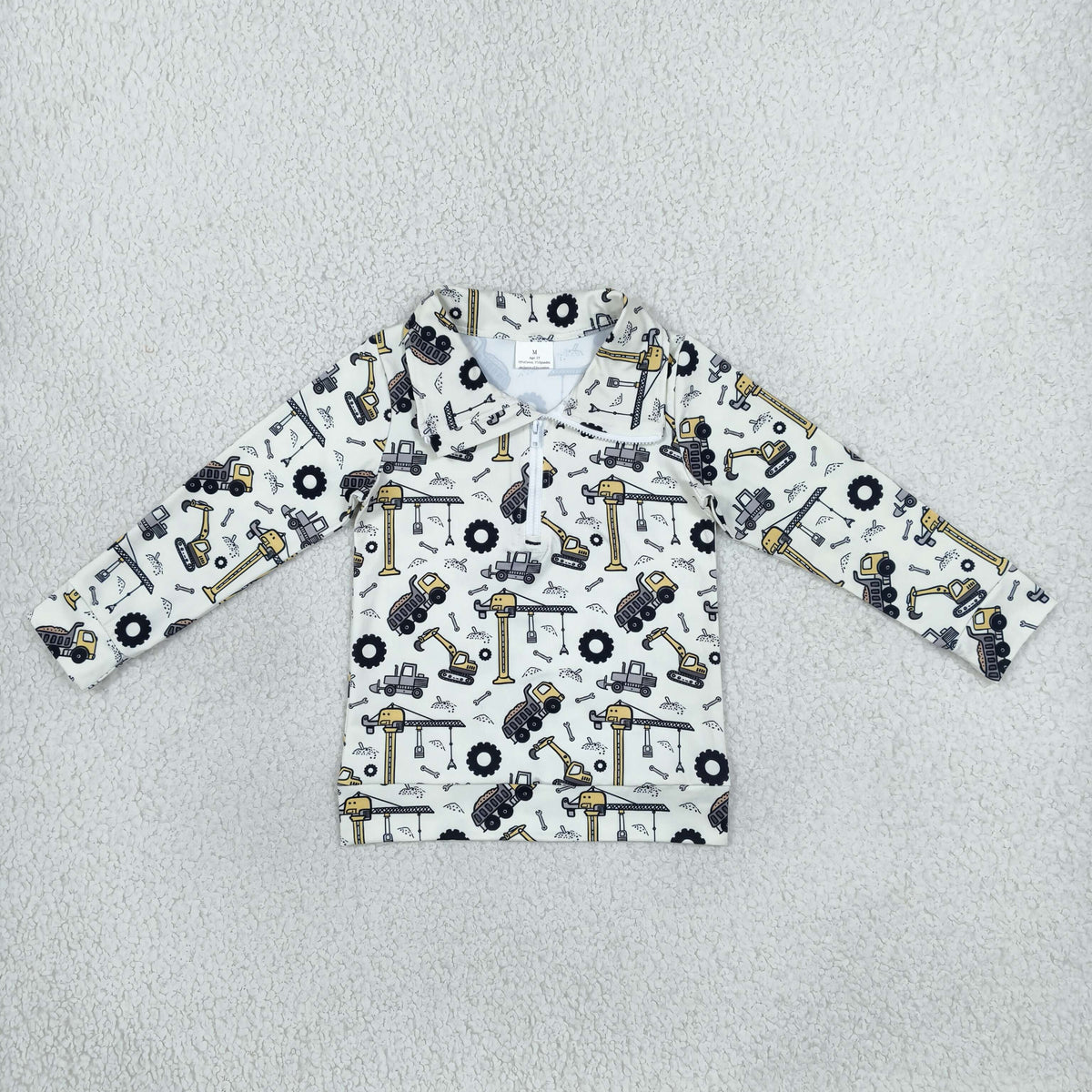 BT1835 Construction Truck Zipper Long Sleeve Boys Top