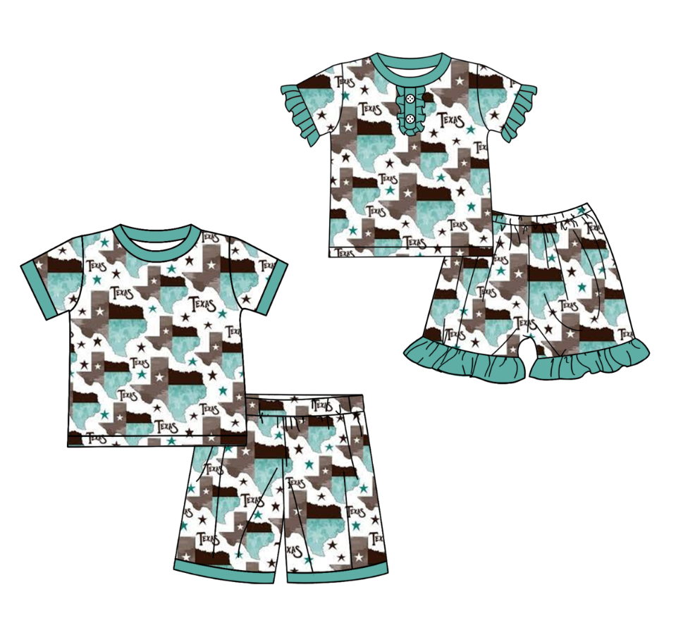 custom moq 3 football team texas star blue set sibling clothes