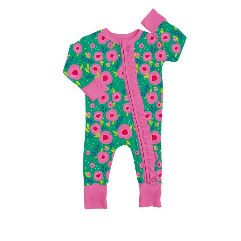 custom S 9.2 Flowers green kids romper