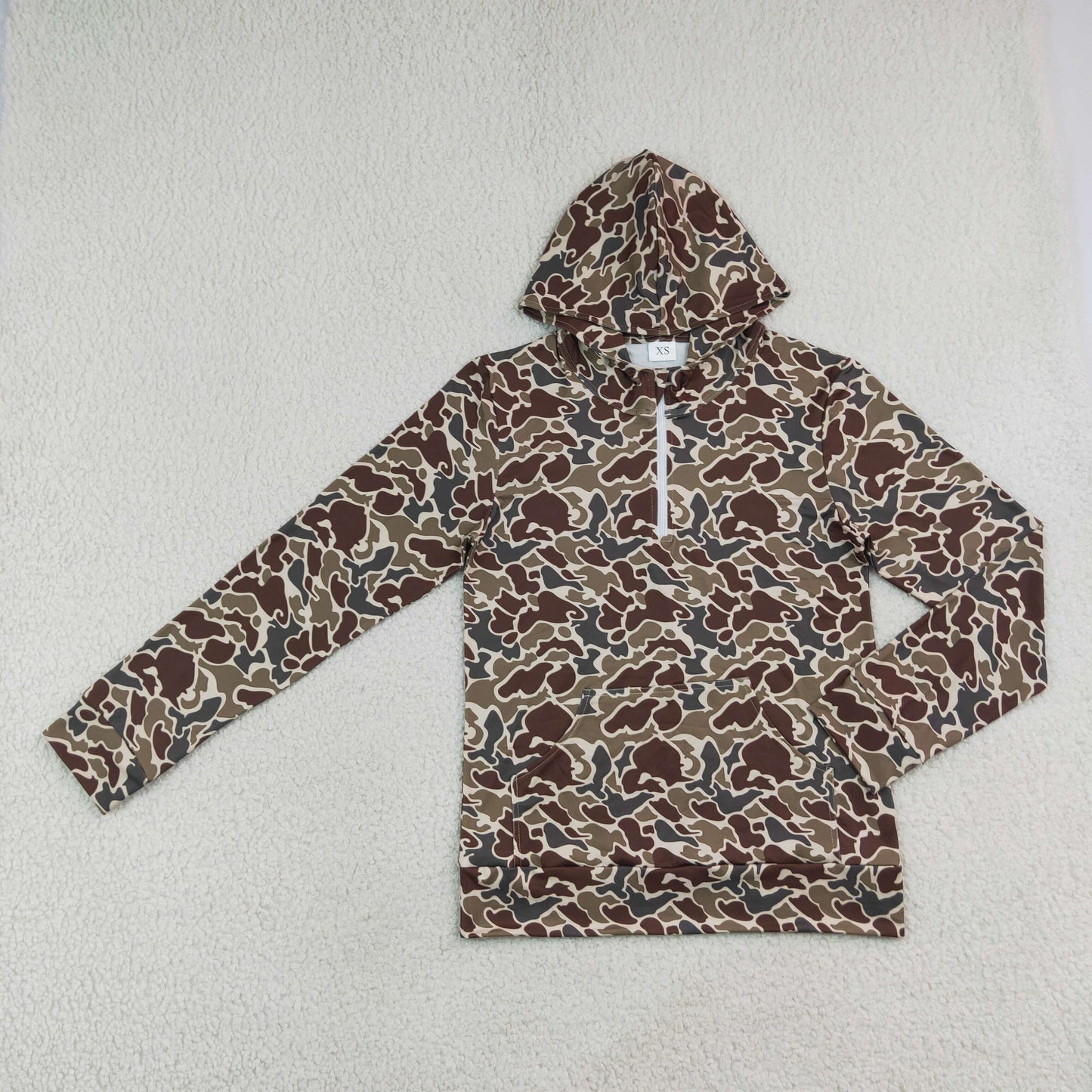BT1872 Hunting Camo Zipper Long Sleeve Adult Man Top