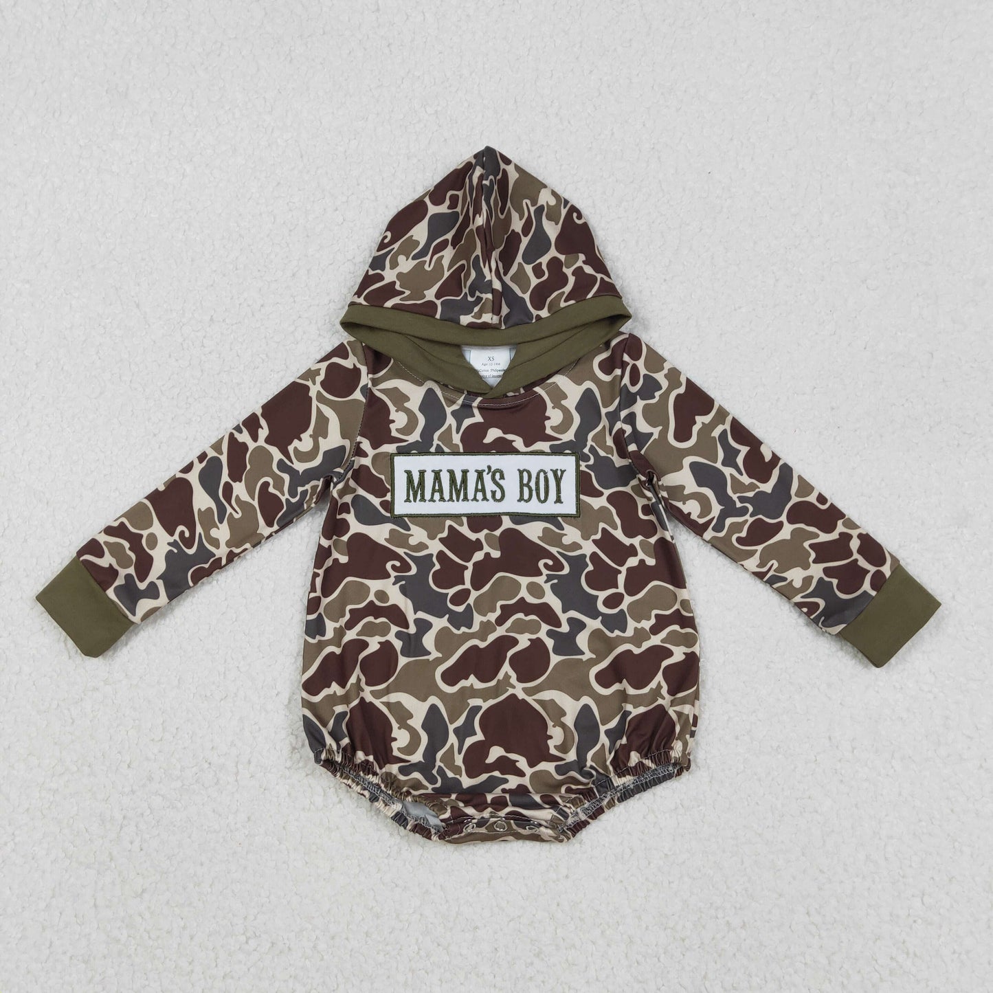 Embroidery LR2791 hunting camo mama's boy hoodie long sleeve boys romper