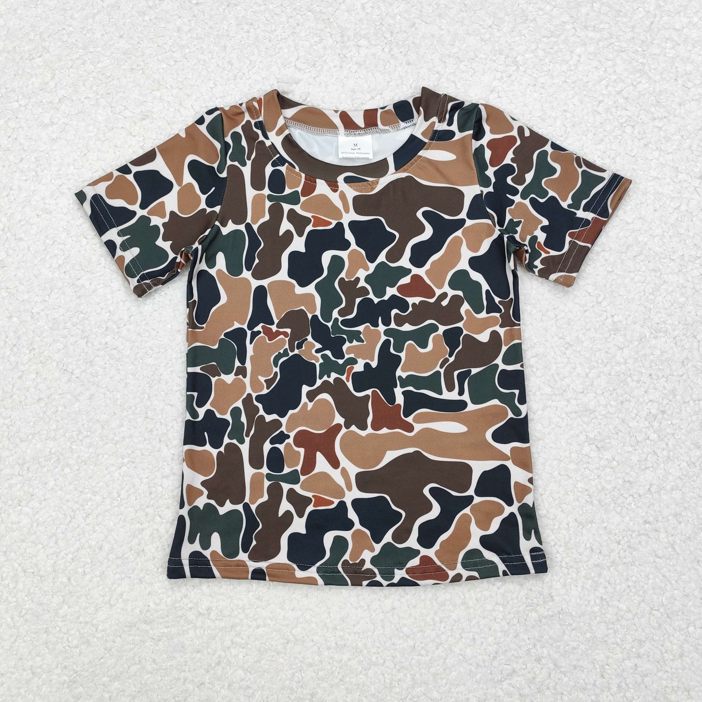 BT0905 dark brown camo short sleeve boys top