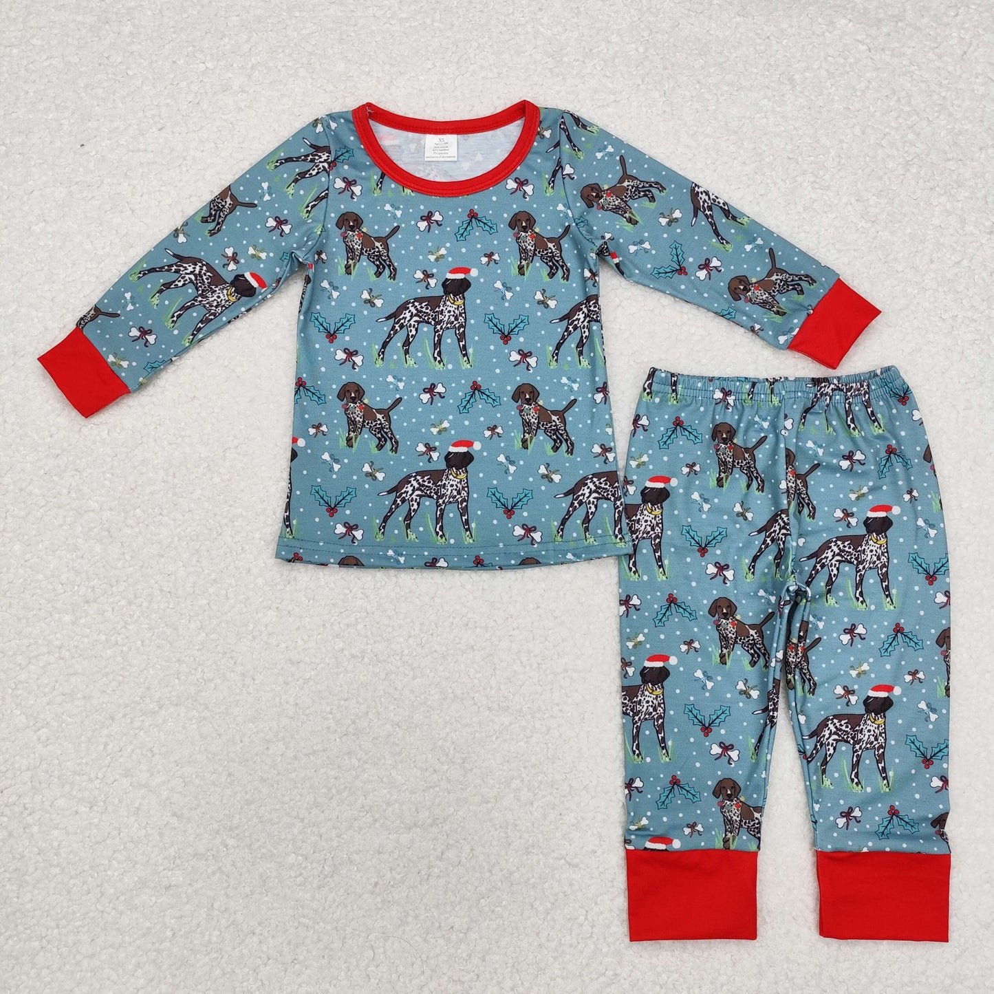 bamboo BLP0850 Christmas dog holly berry long s leeve pants boys pajamas