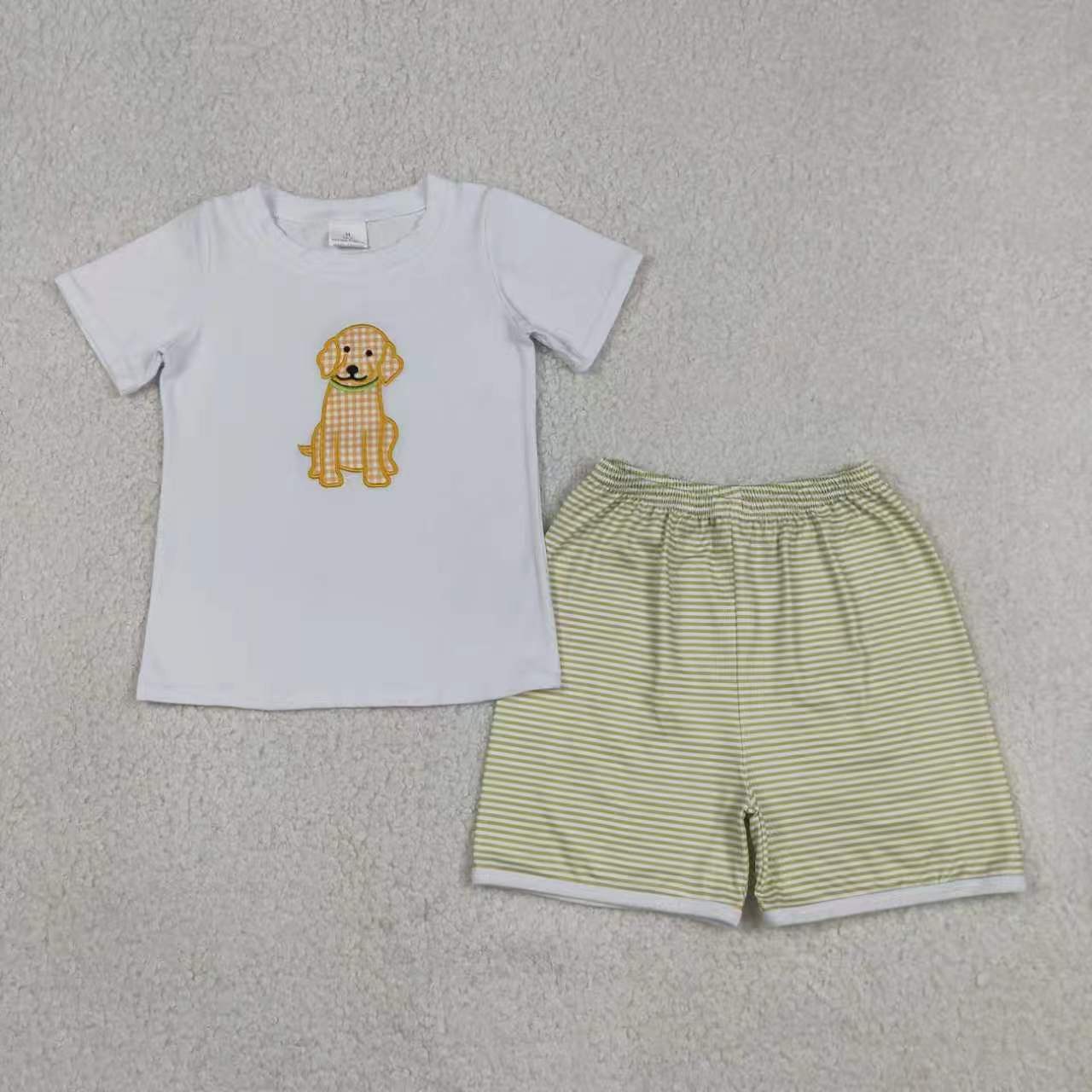 Embroidery Dog Boys Set/Romper Sibling Clothes RTS