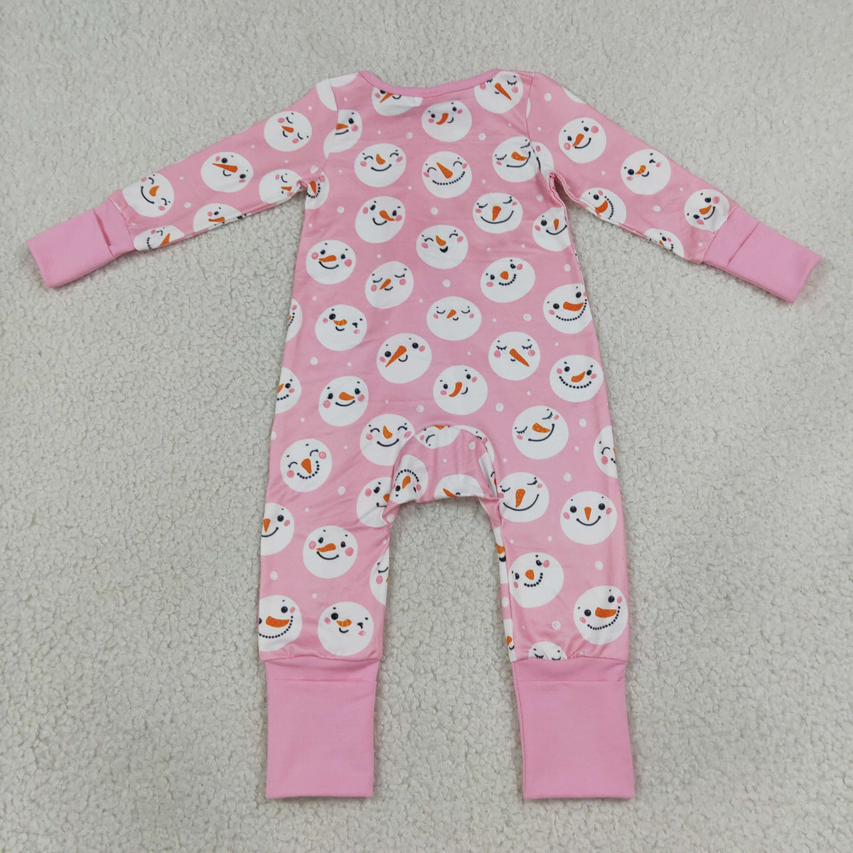 LR3165 Christmas Santa Pink Zipper Long Sleeve Girls Romper