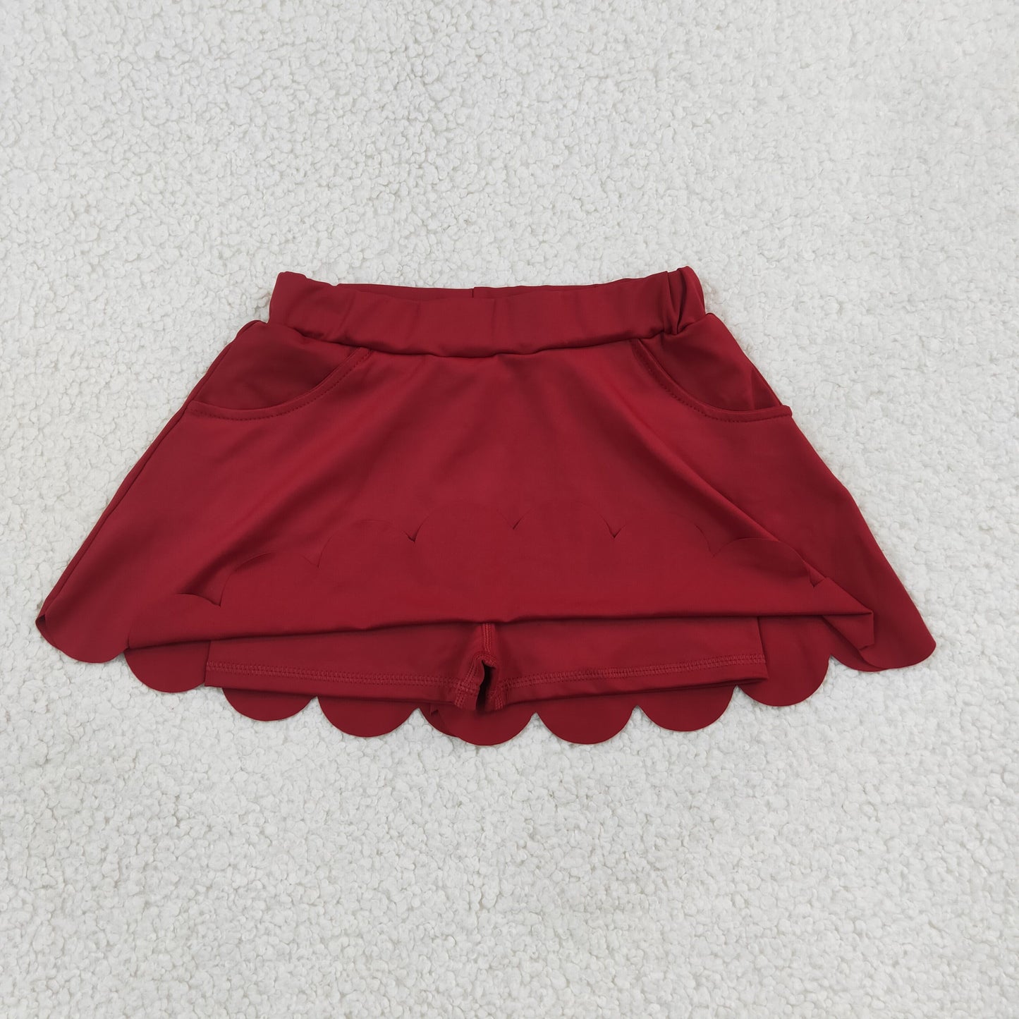 GLK0304 Scallop Yoga Maroon Skorts Girls Skirt