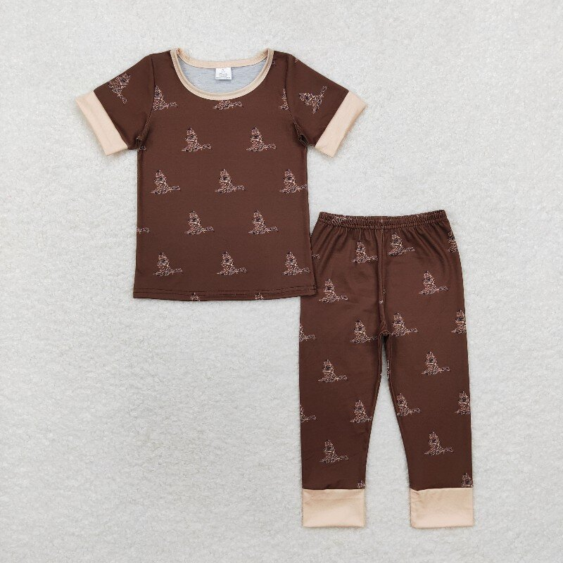 USA SHOP BSPO0442 bamboo camo mallard duck brown short sleeve pants boys pajamas