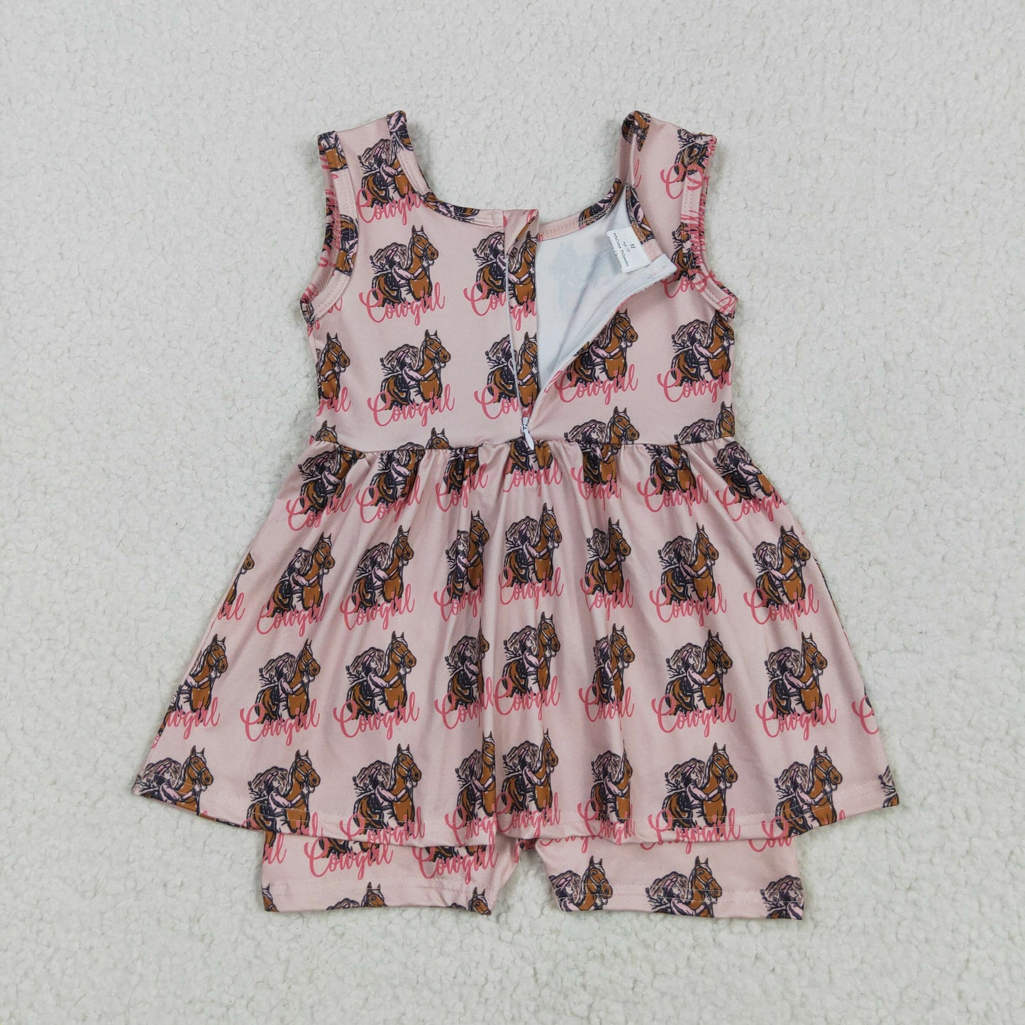 SR3072 Western cowgirl horse cactus pink sleeveless girls jumpsuits