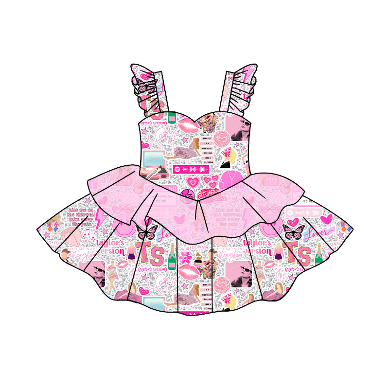 preorder TS country singer sweet flutter sleeve girls dress