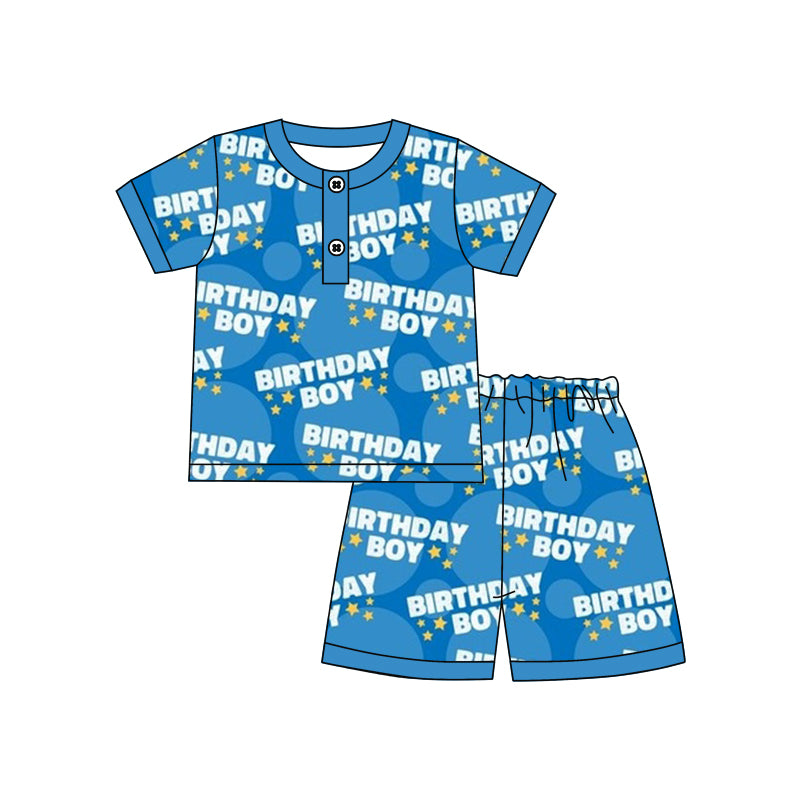 preorder BSSO0427 Birthday Boy Blue Short Sleeve Shorts Boys Set
