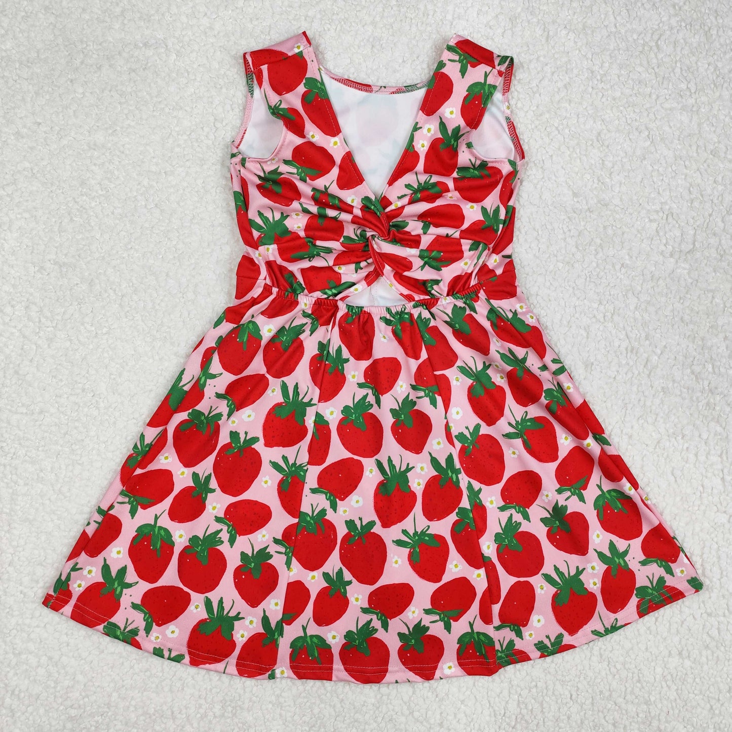 GSD1843 Yoga Red Strawberry Twril Bows With Shorts Girls Dress