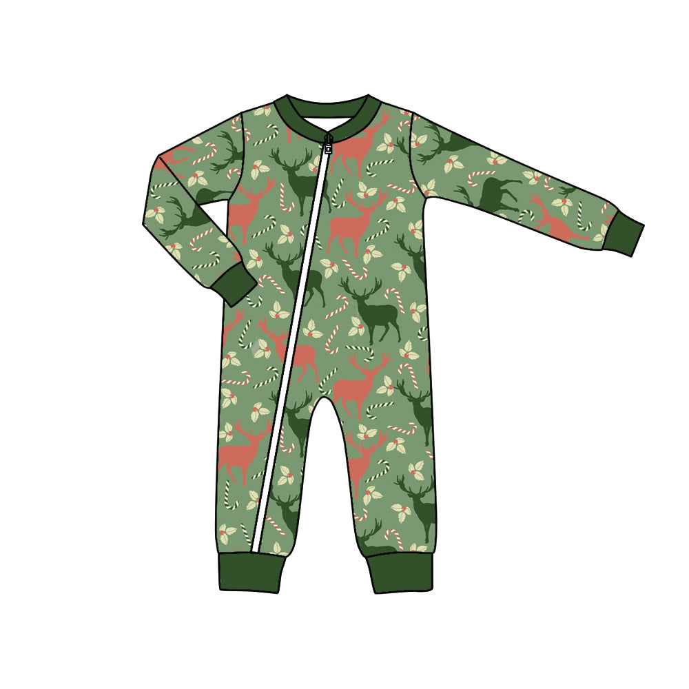 custom S 9.2 Christmas cane candy green kids romper