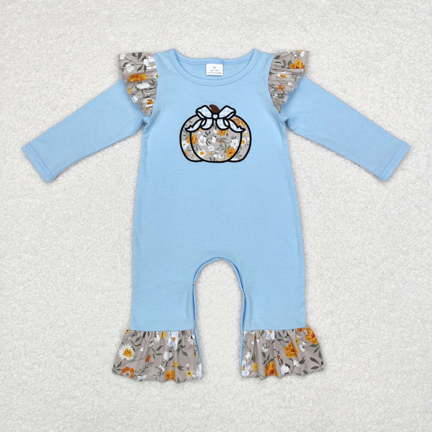 embroidery pumpkin flowers RTS sibling clothes