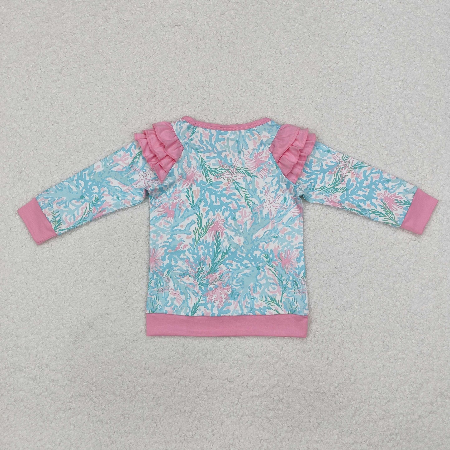 GT0763 colorful flowers print long sleeve girls top girls pullover