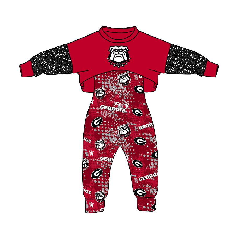 custom dog georgia maroon long sleeve jumpsuits girls set