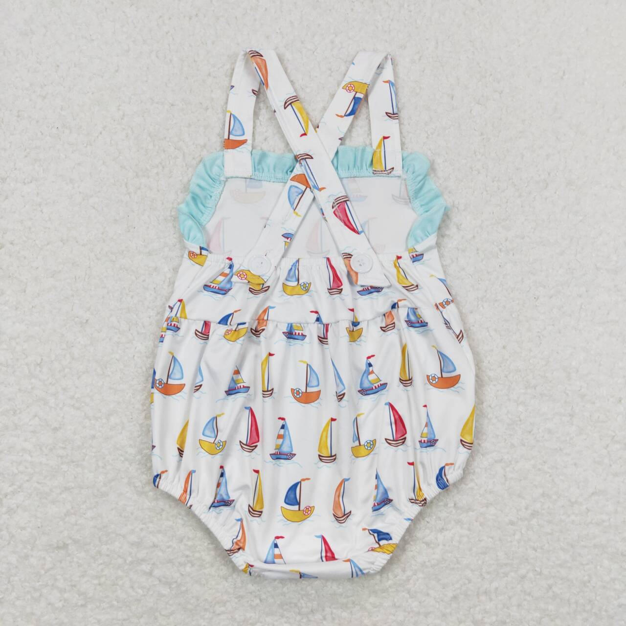 SR1060 colorful sailboat sleeveless girls romper