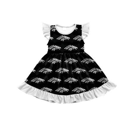 custom style eagle black flutter sleeve girls bows dress