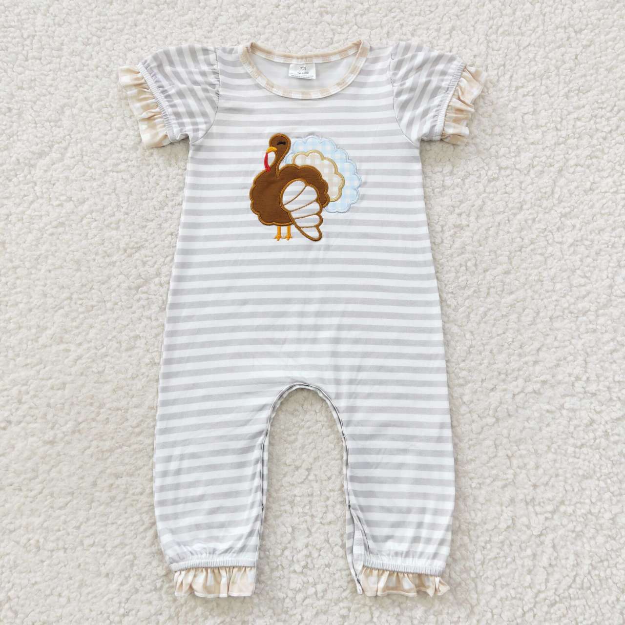 SR0407 Thanksgiving Turkey Short Sleeves Girls Romper