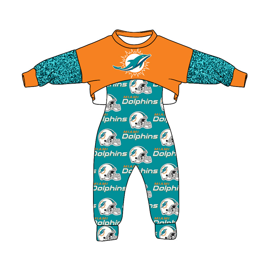 custom Orange & green long sleeve jumpsuit set