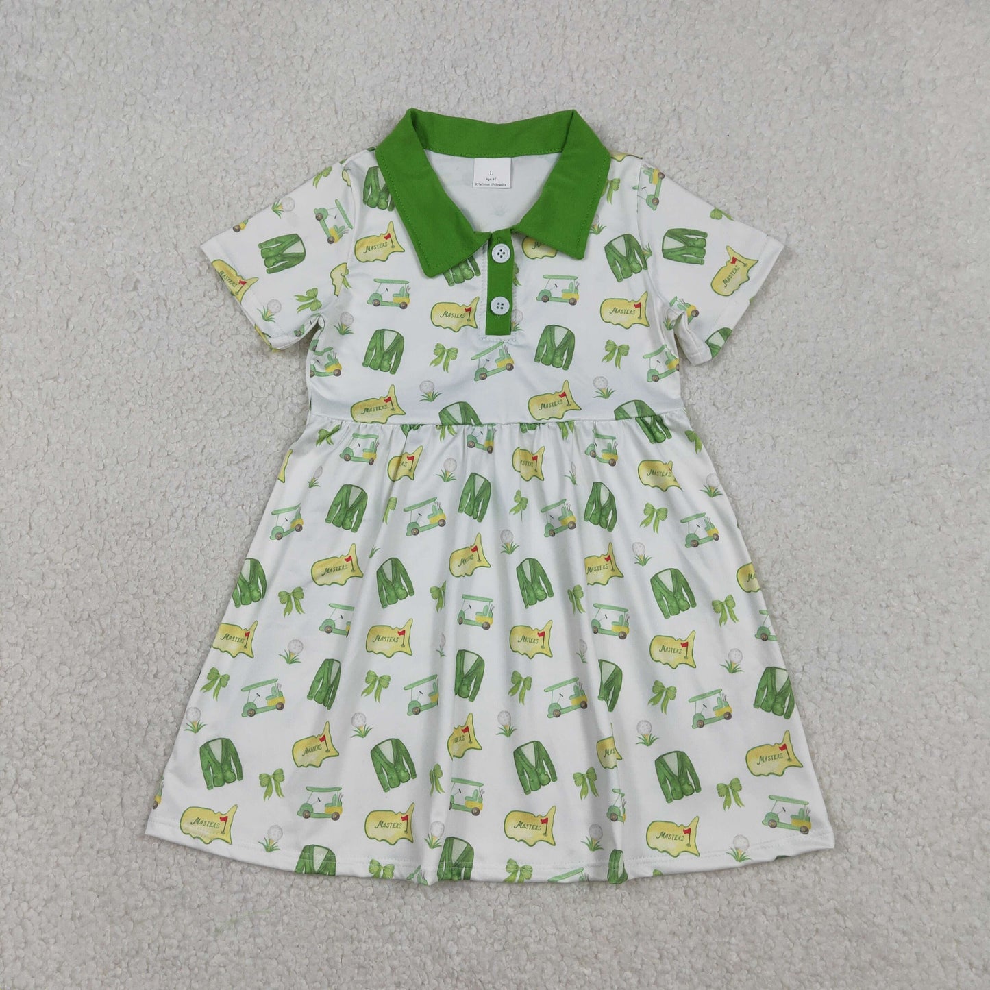 GSD3141 Golf Car Green Short Sleeve Girls Dress