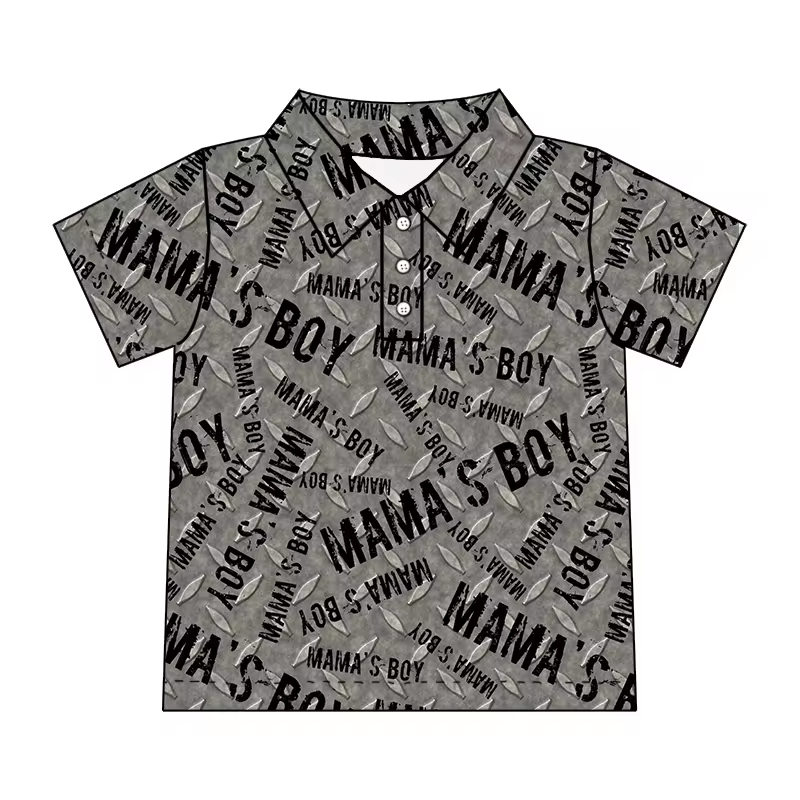 custom style mama's boy grey short sleeve boys top