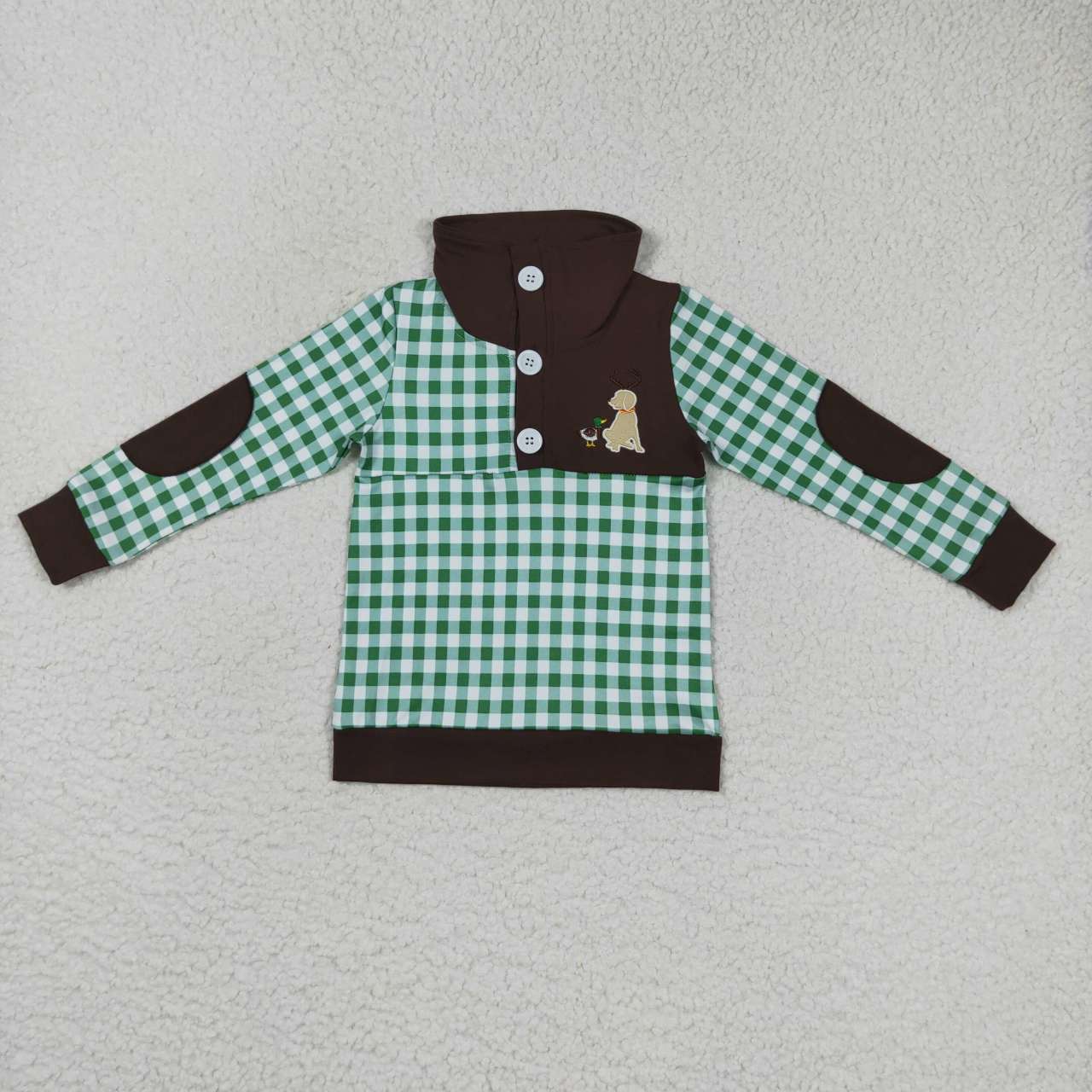 BT0301 Hunt duck dog deer green striped long sleeve boys top
