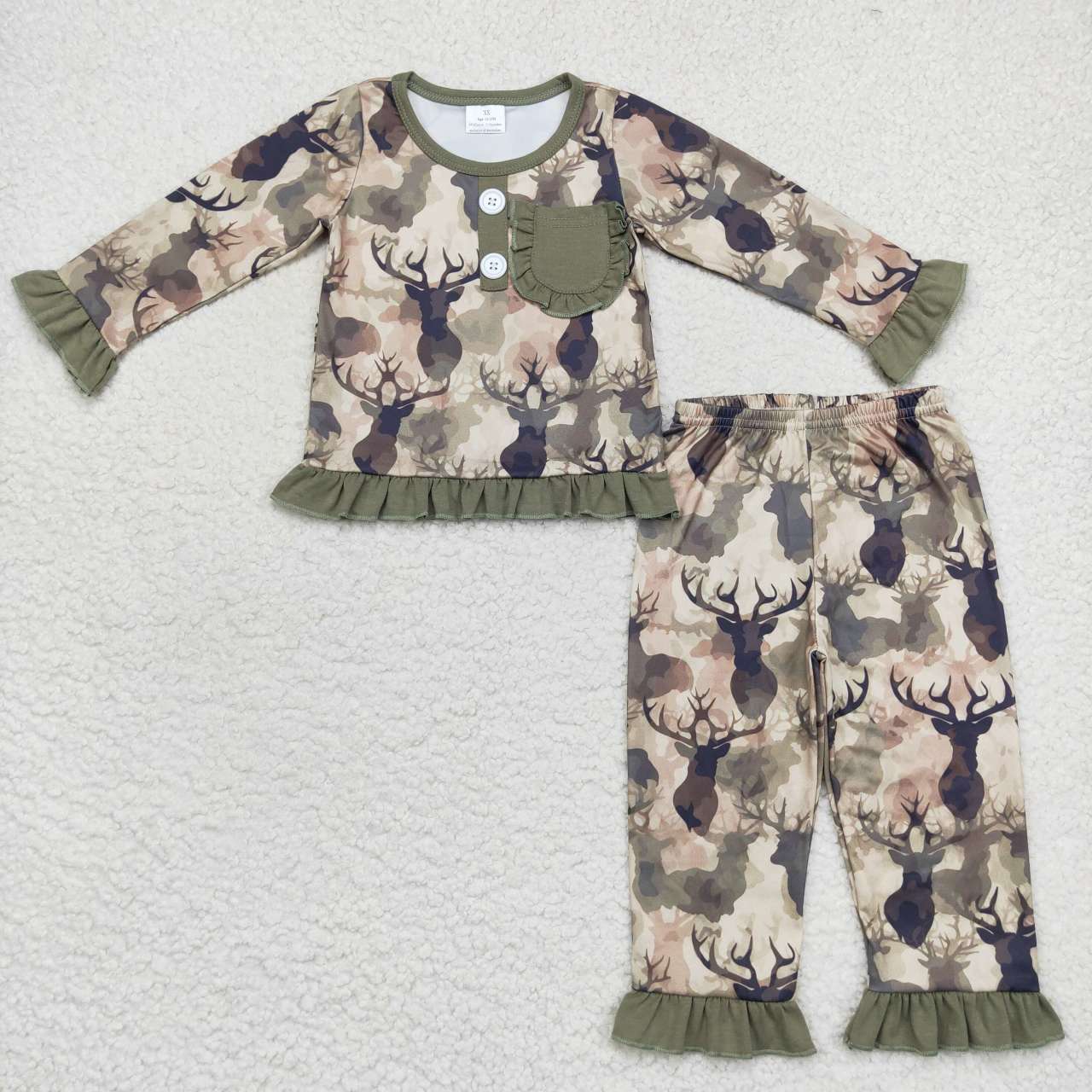 GLP0747 Hunt cartoon deer long sleeve pants girls set