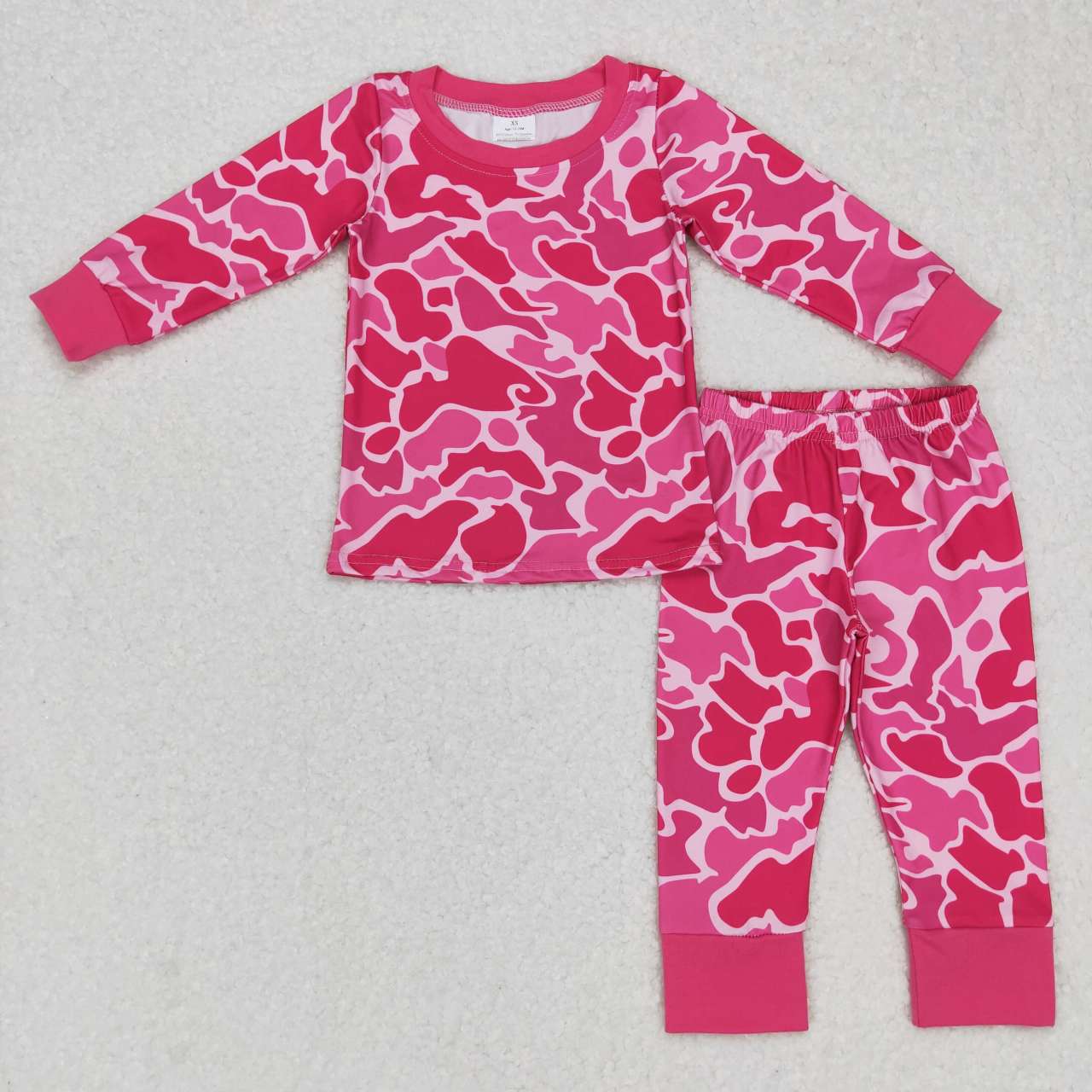 GLP0801 Hot pink leopard long sleeve girls pajamas