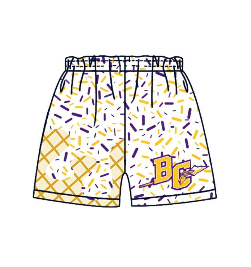 custom moq 3 milk silk BC purple yellow ice football team boys shorts