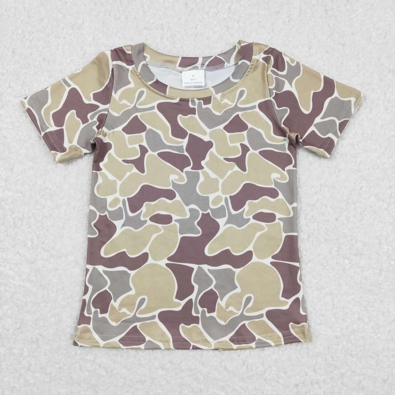 BT0622 camo short sleeve boys top