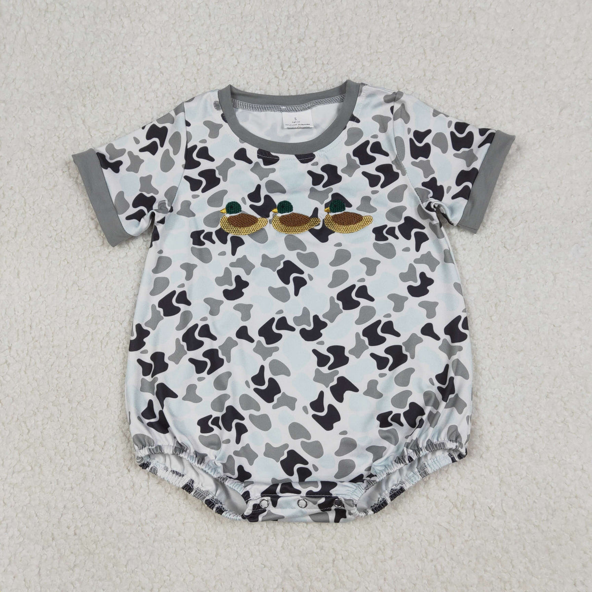 SR3571 Hunting Mallard Duck Camo Short Sleeve Boys Romper