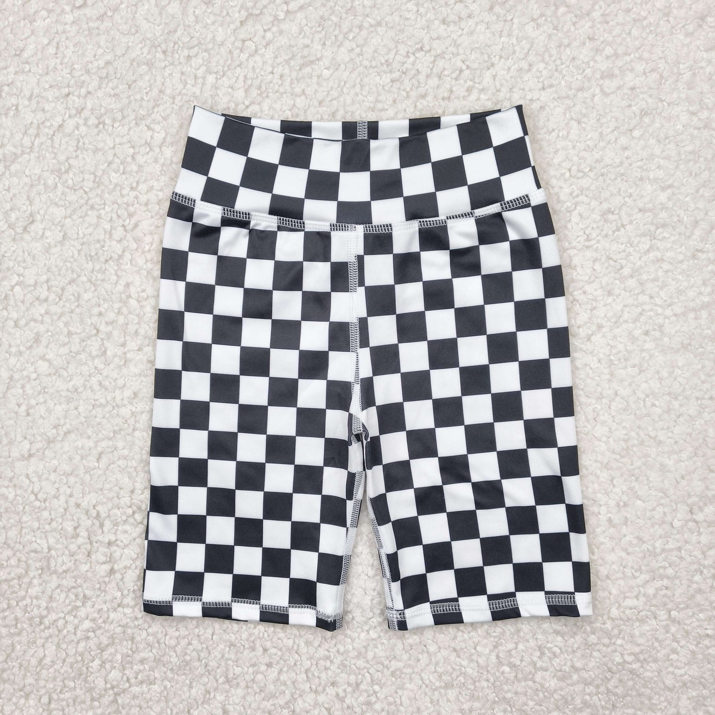 SS0537 black checkered girls shorts